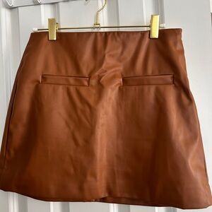 a new day Tan Faux Leather Skirt